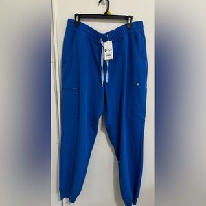 figs 2 pieces uman relaxed tall jogger & long sleeve tunic scrub blue/green 2XL